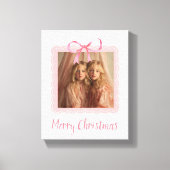 Elegant Pink Bow Merry Christmas Custom Canvas Afdruk (Voorkant)