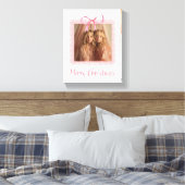 Elegant Pink Bow Merry Christmas Custom Canvas Afdruk (Insitu (Slaapkamer))