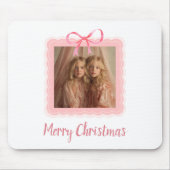 Elegant Pink Bow Merry Christmas Custom Mousepad Muismat (Voorkant)