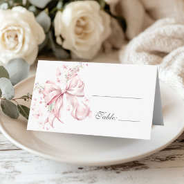 Elegant Pink Bow Pearls Floral Table Plaatskaartje