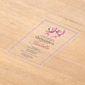 Elegant Pink Bow Quinceanera 15th Birthday Acryl Uitnodigingen (Laagn)