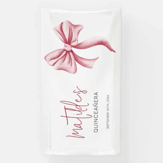 Elegant Pink Bow Quinceanera Spandoek (Verticaal)