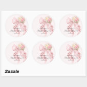 Elegant Pink Bow Romantic Bridal Shower Ronde Sticker (Vel)