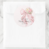 Elegant Pink Bow Romantic Bridal Shower Ronde Sticker (Tas)