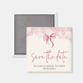 Elegant Pink Bow Save the Date Bridal Shower Magneet (Voorkant / Achterkant)