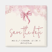Elegant Pink Bow Save the Date Bridal Shower Magneet (Voorkant)