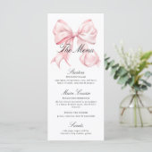 Elegant Pink Bow Shower Menu (Staand voorkant)
