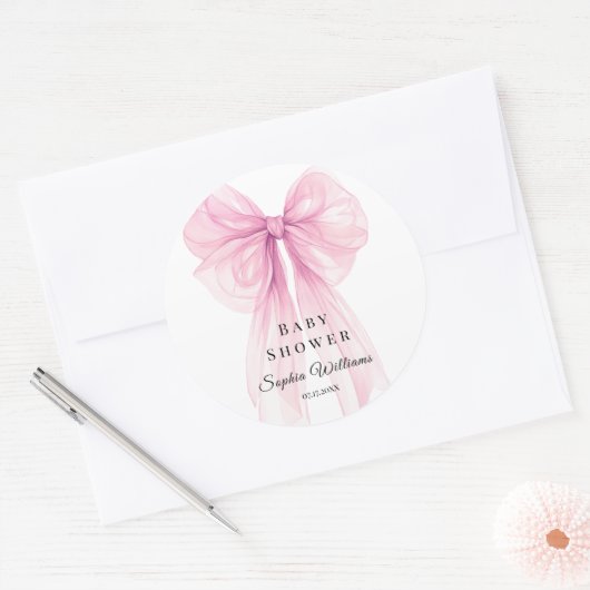 Elegant Pink Bow Stickers Watercolor (Envelop)