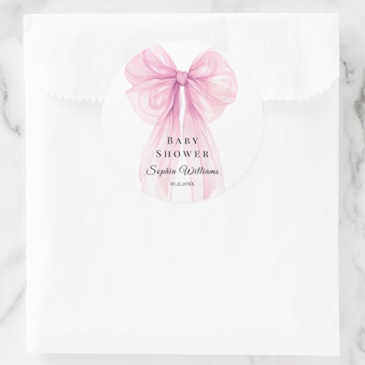 Elegant Pink Bow Stickers Watercolor (Tas)