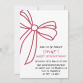 Elegant Pink Bow Sweet 16 Birthday Kaart (Voorkant)