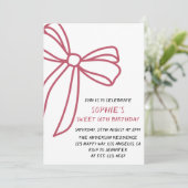 Elegant Pink Bow Sweet 16 Birthday Kaart (Staand voorkant)