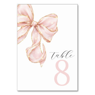 Elegant Pink Bow Table Numbers  Kaart
