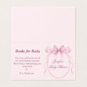 Elegant Pink Bow Theme Books for Baby Card Kaart (Buitenkant ongevouwen)