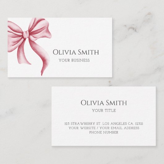 Elegant Pink bow Visitekaartje (Voorkant / Achterkant)