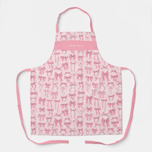 Elegant Pink Bows and Coquette Chic Trendy Apron Schort (Voorkant)