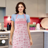 Elegant Pink Bows and Coquette Chic Trendy Apron Schort