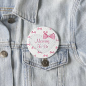 Elegant Pink Bows Mammie met Baby shower knop Ronde Button 7,6 Cm (In situ)