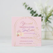 Elegant Pink Bridal Shower Invitation | Modern Arc Kaart (Staand voorkant)