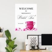 Elegant Pink Bridal Tea Welcome Poster (Thuiskantoor)