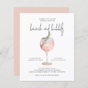 Elegant Pink Brunch & Bubble Vrijgezellenfeest Inv