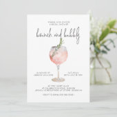 Elegant Pink Brunch & Bubble Vrijgezellenfeest Inv Kaart (Staand voorkant)