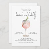 Elegant Pink Brunch & Bubble Vrijgezellenfeest Inv Kaart (Voorkant / Achterkant)