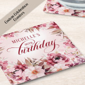 Elegant Pink Burgundy Floral 80th Birthday Kartonnen Onderzetters