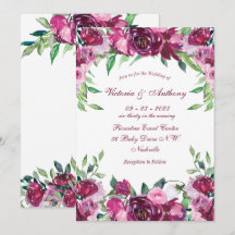 Elegant Pink Burgundy Floral Script Weduwschap