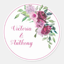 Elegant Pink Burgundy Floral Script Weduwschap