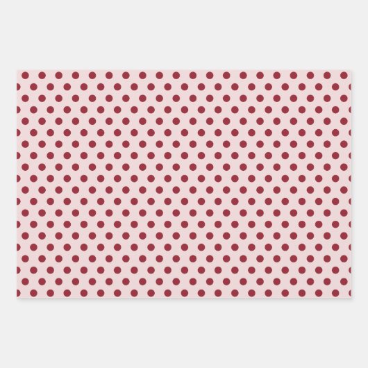 Elegant Pink Burgundy Floral Striped Polka Dot Inpakpapier Vel (Voorkant 3)