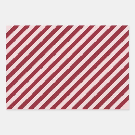 Elegant Pink Burgundy Floral Striped Polka Dot Inpakpapier Vel (Voorkant 2)