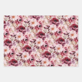 Elegant Pink Burgundy Floral Striped Polka Dot Inpakpapier Vel (Voorkant)