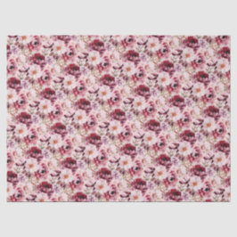Elegant Pink Burgundy Floral Tissuepapier