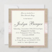 Elegant Pink Burlap Bat Mitzvah Uitnodiging (Achterkant)