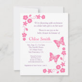 Elegant Pink Butterfly baby shower Kaart (Voorkant)