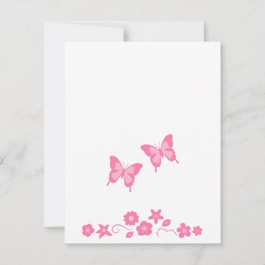 Elegant Pink Butterfly baby shower Kaart (Achterkant)