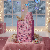 Elegant Pink Butterfly Floral Gift Bag Medium Cadeauzakje