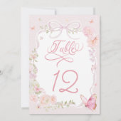 Elegant Pink Butterfly Table Number (Achterkant)