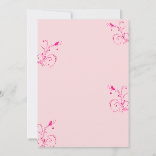 Elegant Pink Butterfly Wedding Invitation | Edit Kaart (Achterkant)