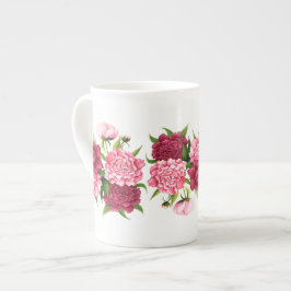 Elegant Pink Camellias Bone China Mok