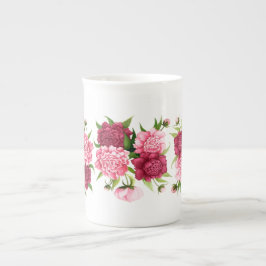 Elegant Pink Camellias Bone China Mok