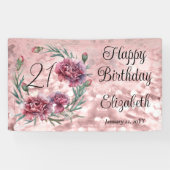 Elegant Pink Carnations 21st Birthday Party  Spandoek (Horizontaal)