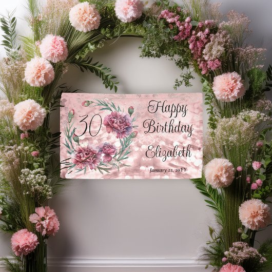 Elegant Pink Carnations 30th Birthday Party Spandoek