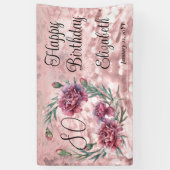 Elegant Pink Carnations 80th Birthday Party Spandoek (Verticaal)