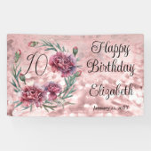 Elegant Pink Carnations 90th Birthday Party Spandoek (Horizontaal)