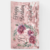 Elegant Pink Carnations 90th Birthday Party Spandoek (Verticaal)