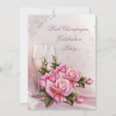 Elegant  Pink Champagne Rozen Birthday Party Kaart (Voorkant)