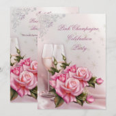 Elegant Pink Champagne Rozen Birthday Party Kaart (Voorkant / Achterkant)