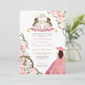 Elegant Pink Charro Quinceanera Floral Uitnodiging (Staand voorkant)