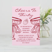 Elegant Pink Cheers to Thirty Cocktail 30 Birthday Kaart (Staand voorkant)